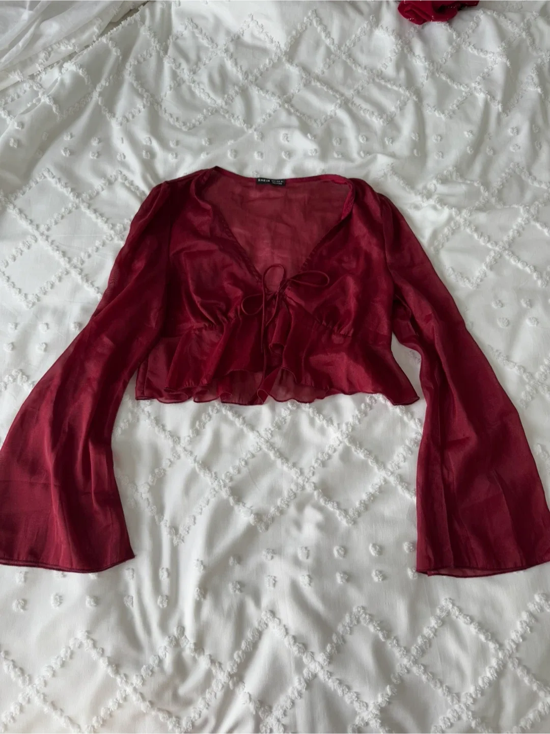 Shein Red Long Sleeve Top - M image indicator(2)