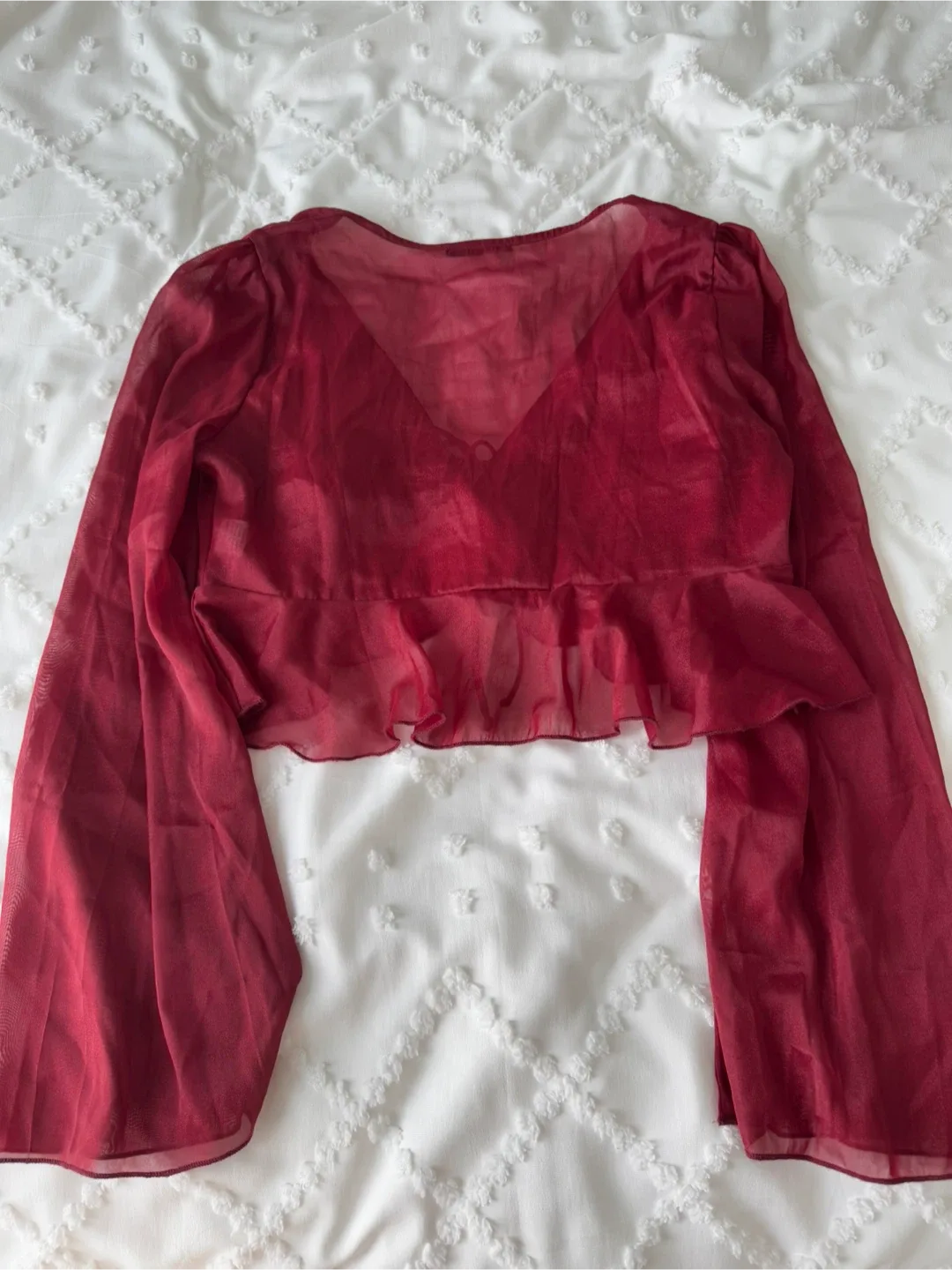 Shein Red Long Sleeve Top - M image indicator(3)