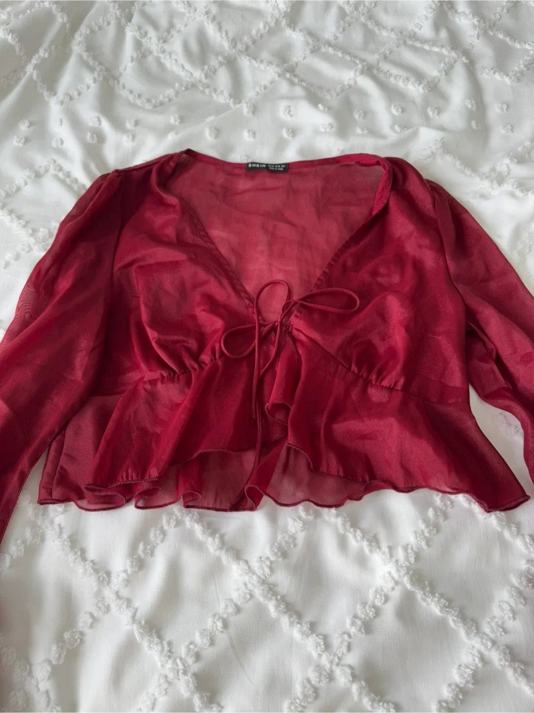Shein Red Long Sleeve Top - M