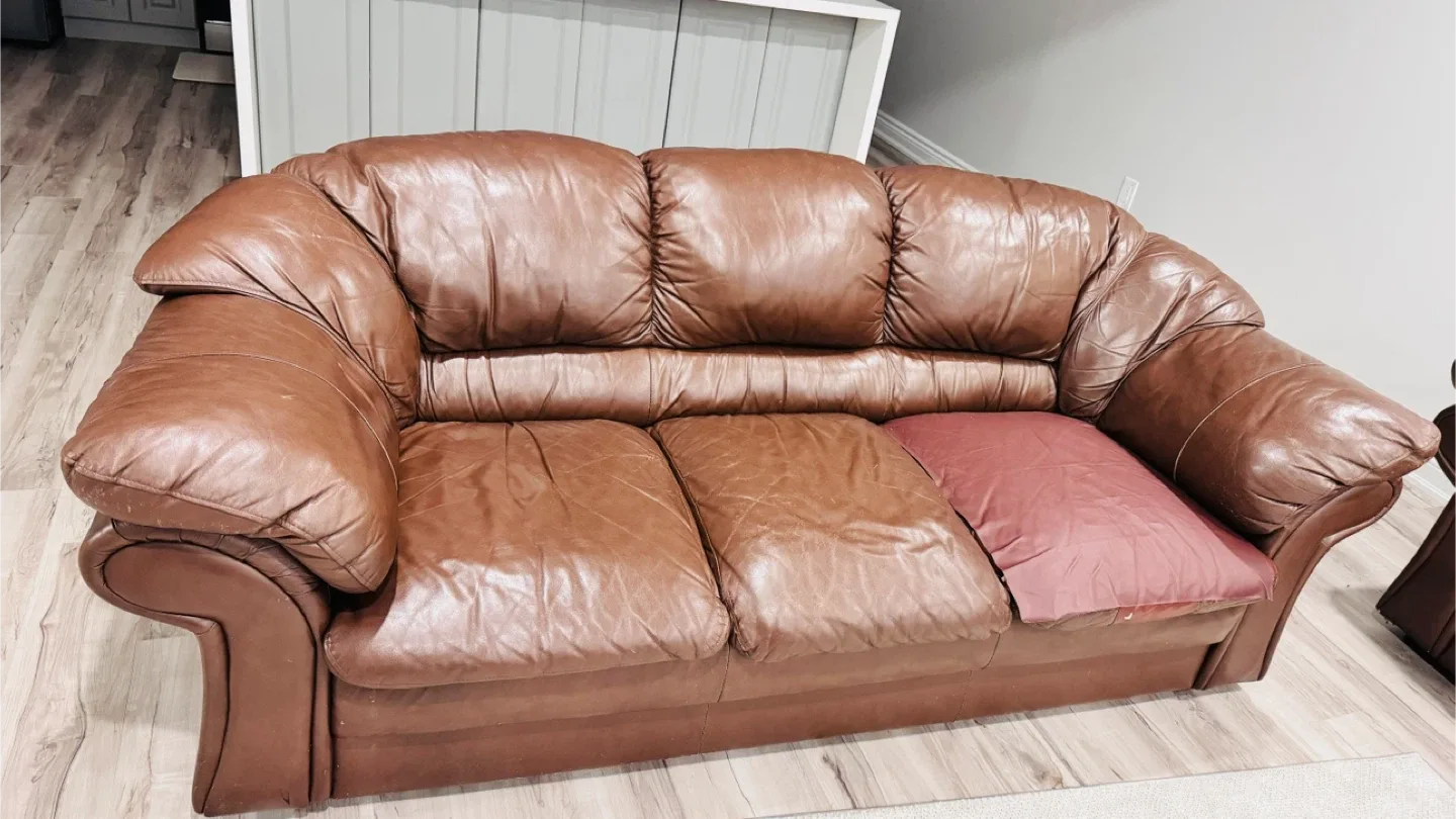 Brown Leather 3-Seater Sofa