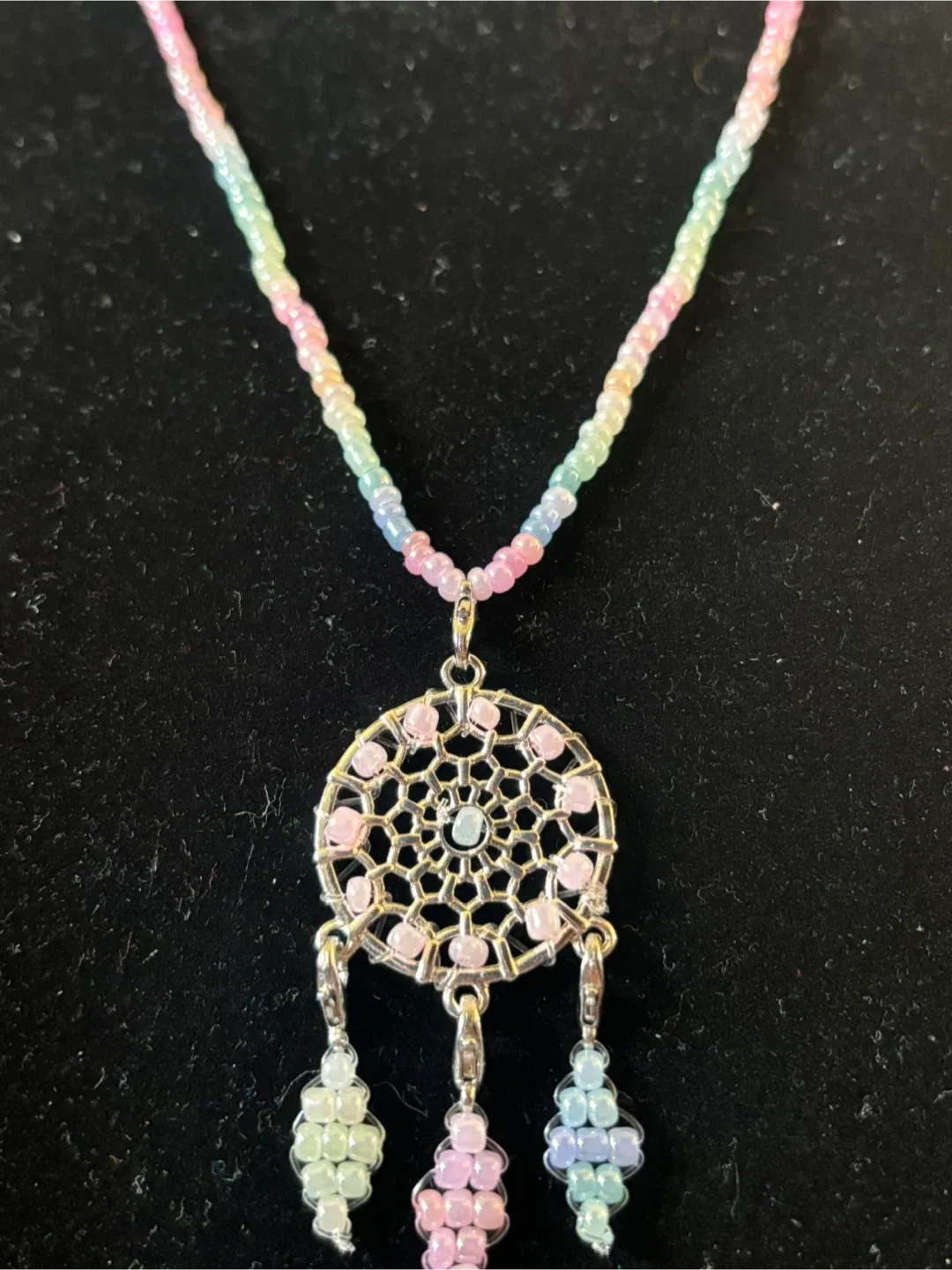 Dreamcatcher Pendant Necklace - Pastel Beads