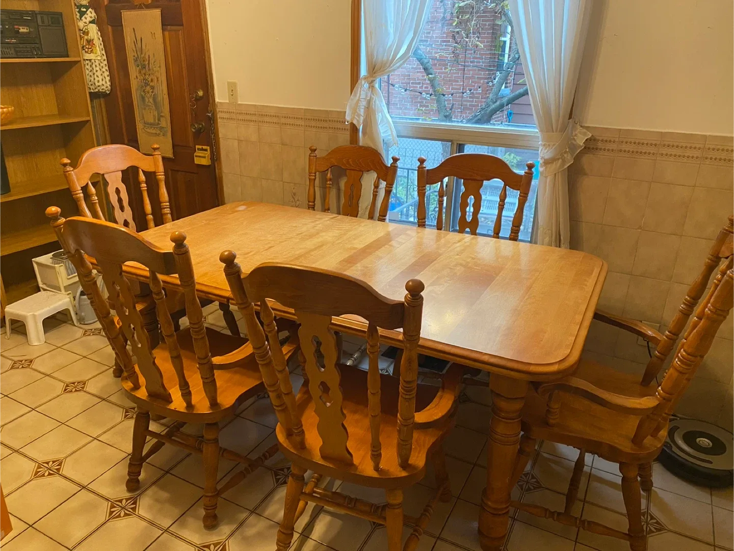 Wooden Dining Table with 6 Chairs