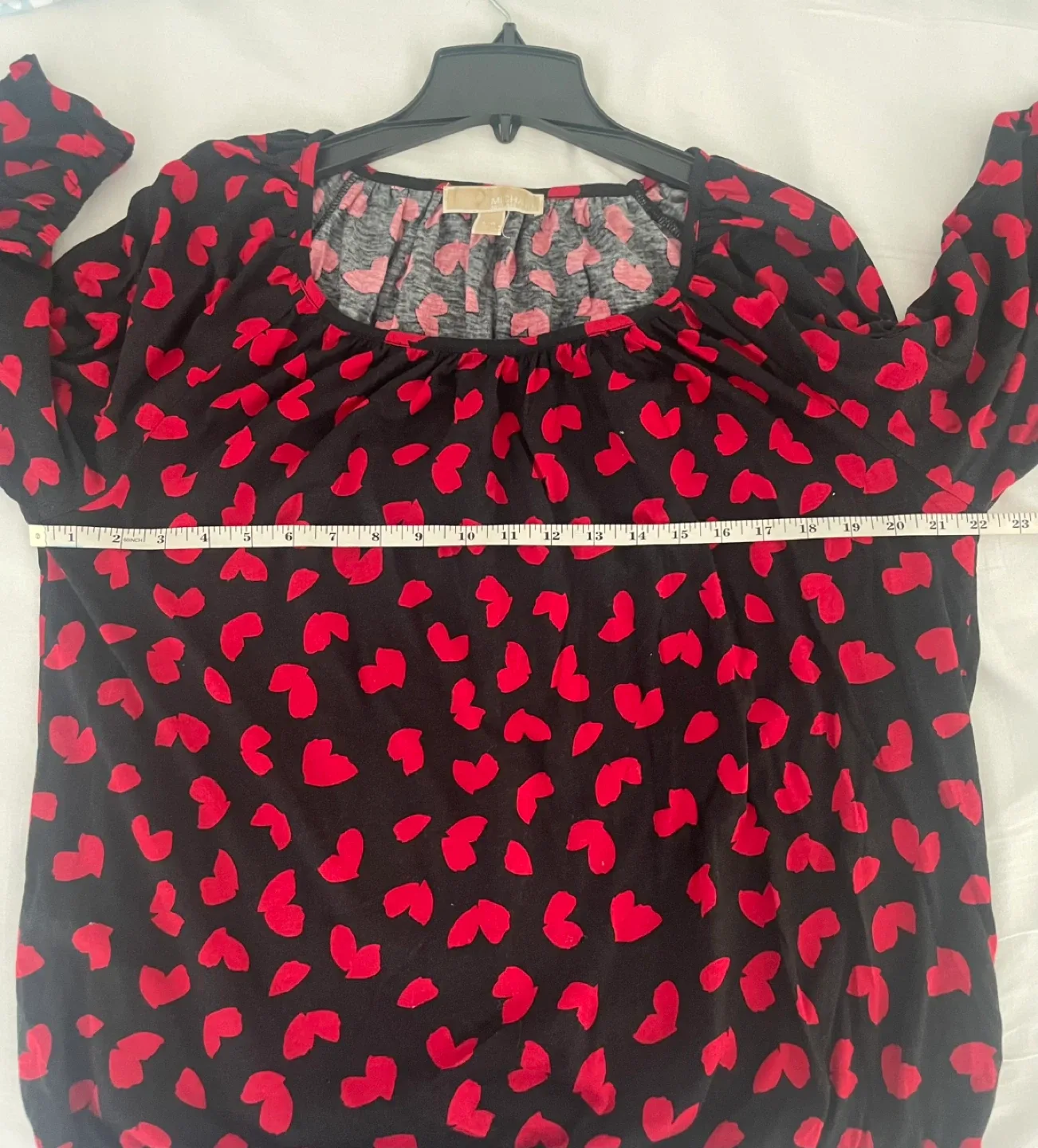 Michael Kors Black & Red Heart Print Top - Size L image indicator(2)
