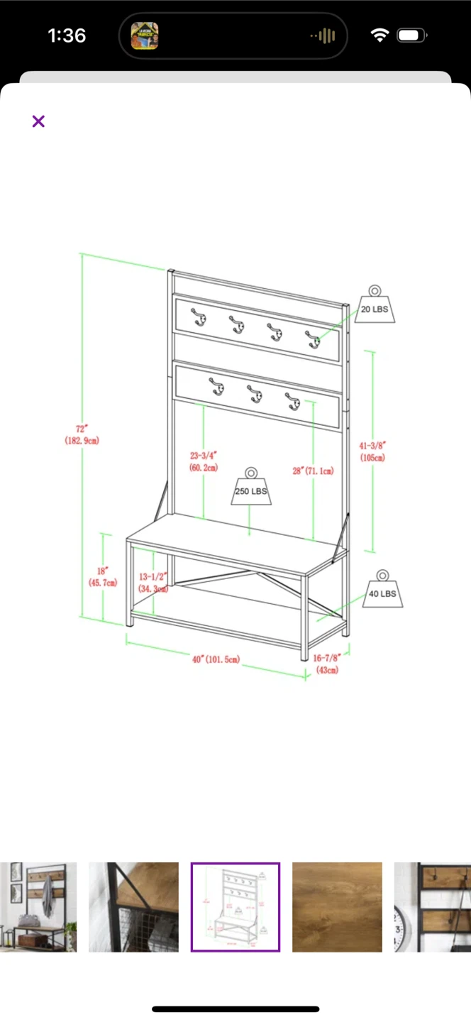 Bench, Shoe Storage, & Coat Rack - photo 5