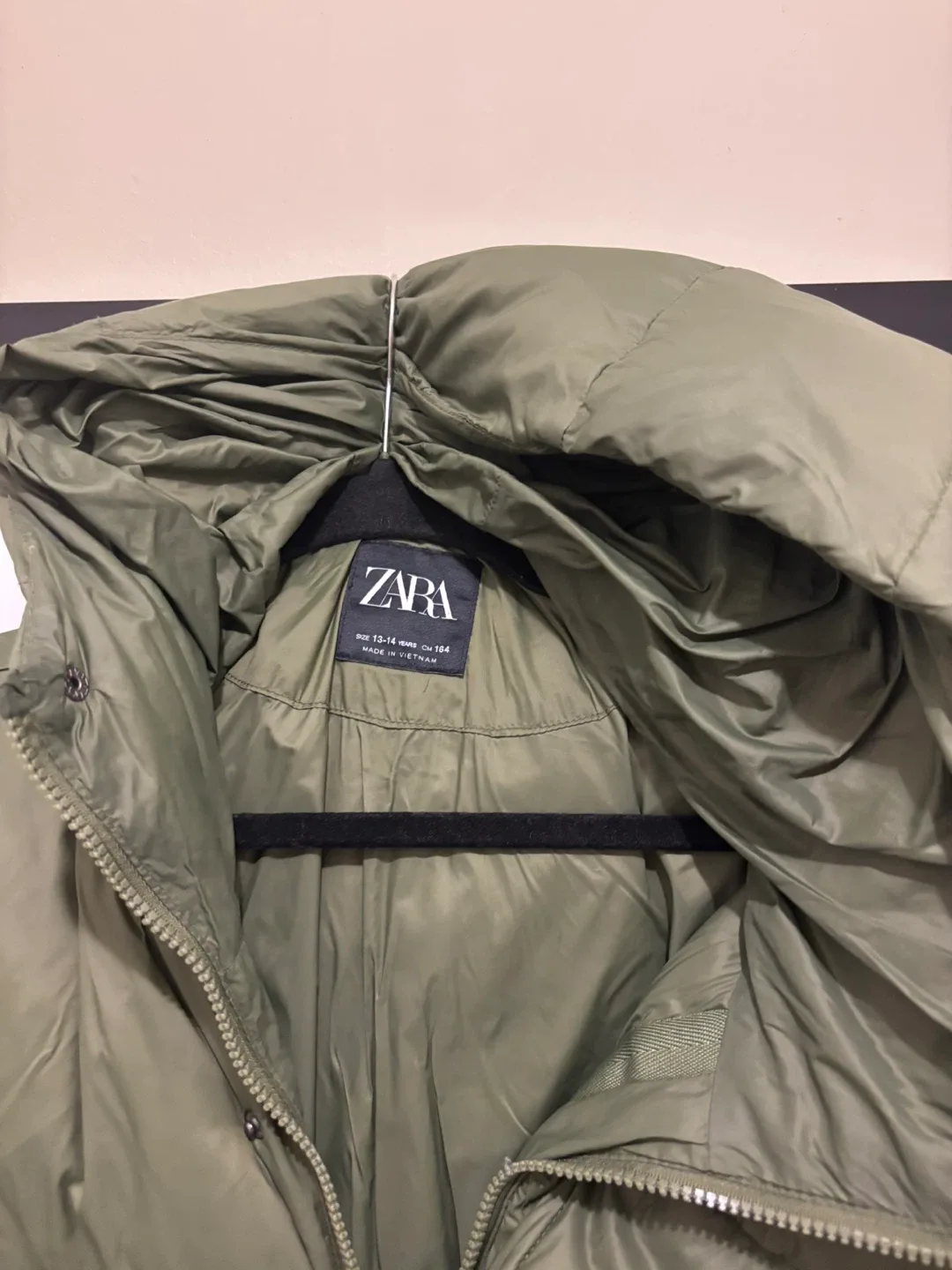 Zara Puffer Jacket - Size 13-14 - Olive Green image indicator(2)