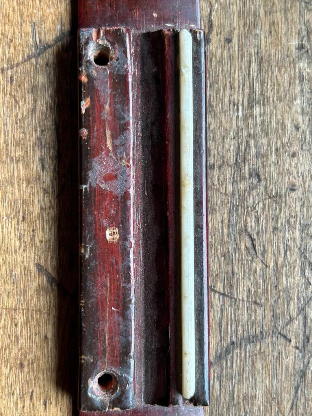 Vintage guitar tailpiece tail piece wood ivory bone Acoustic image indicator(2)