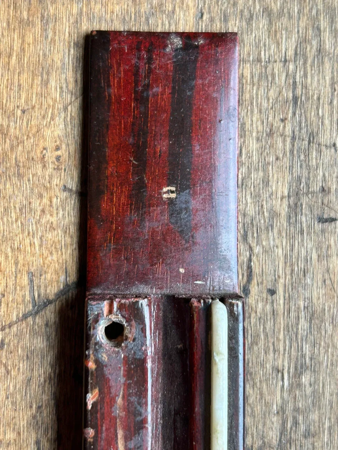 Vintage guitar tailpiece tail piece wood ivory bone Acoustic image indicator(3)