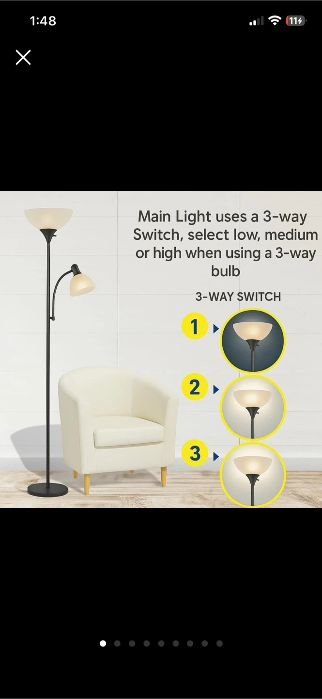 Torchiere Floor Lamp with Reading Light - photo 5