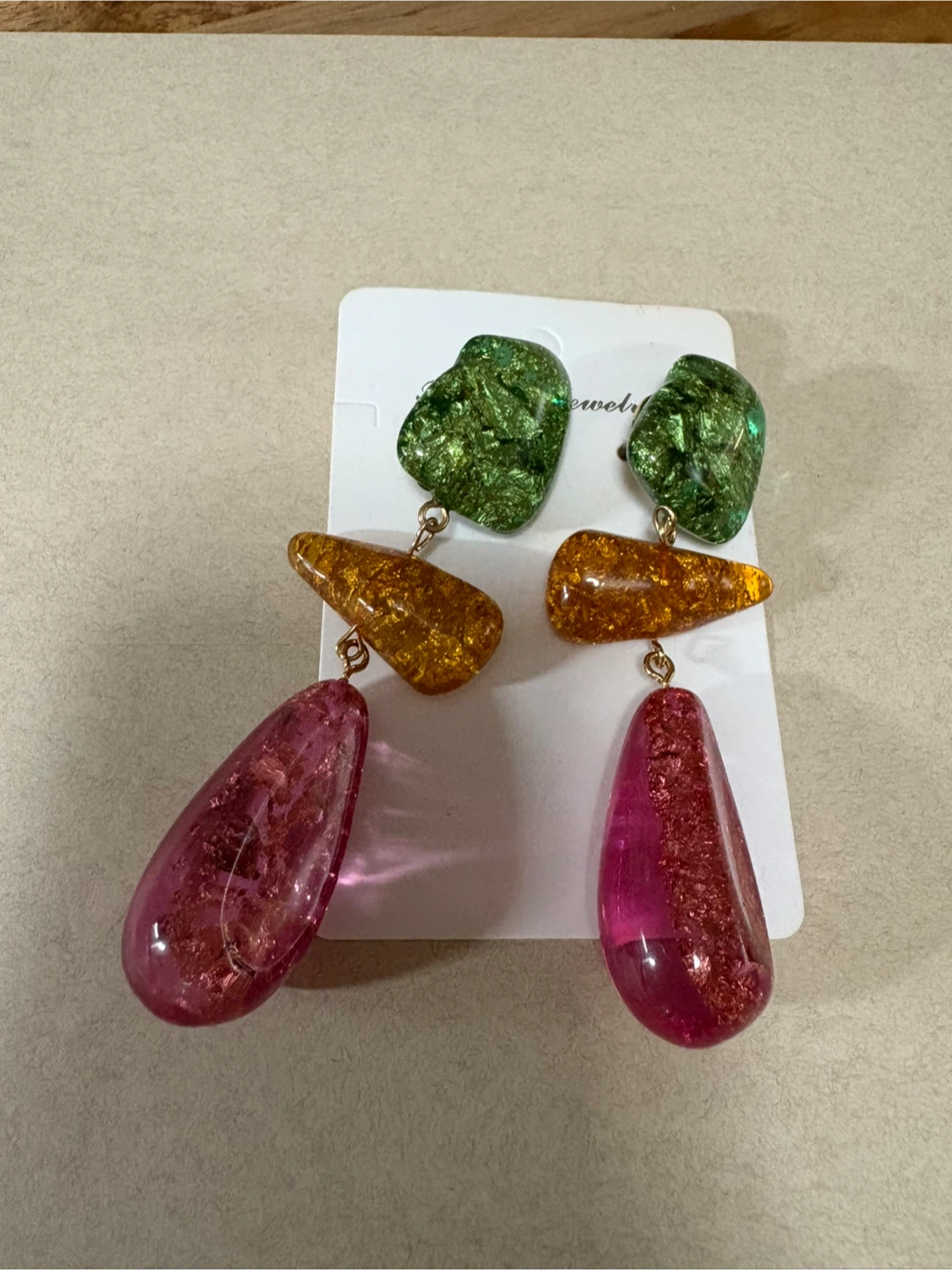 Statement Earrings - Green, Amber, Pink - photo 3