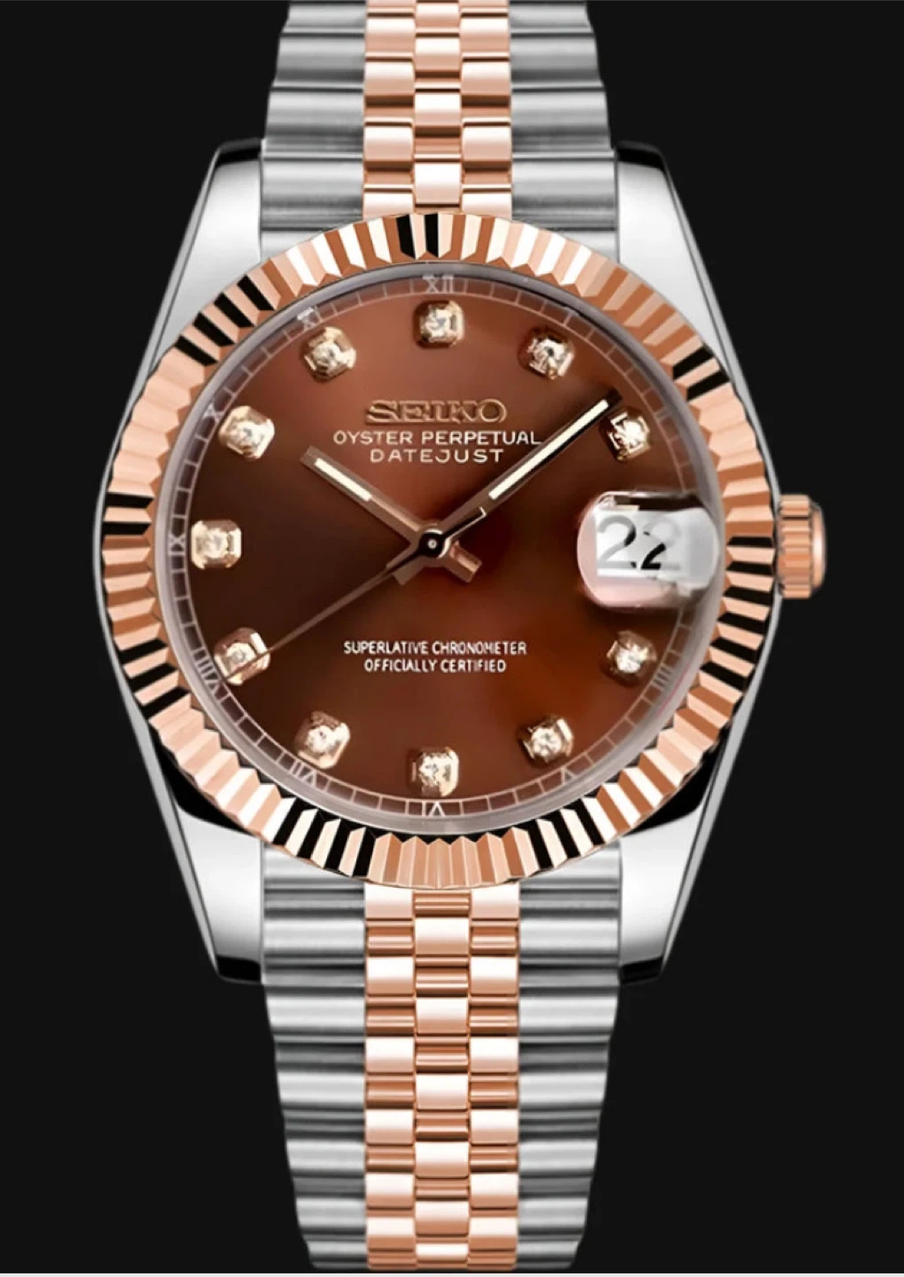 Seiko date-just Mod chocolate diamond dial 31mm - photo 2