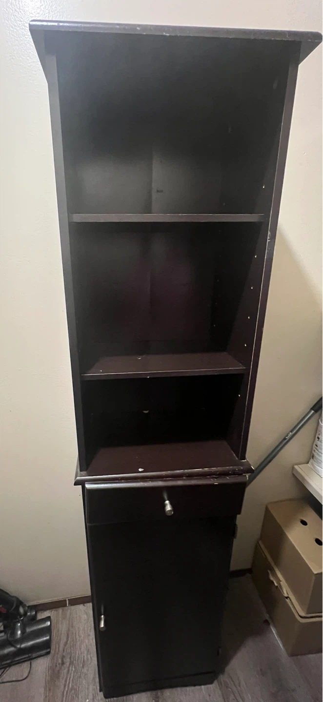 Dark Brown Wooden Shelf Cabinet