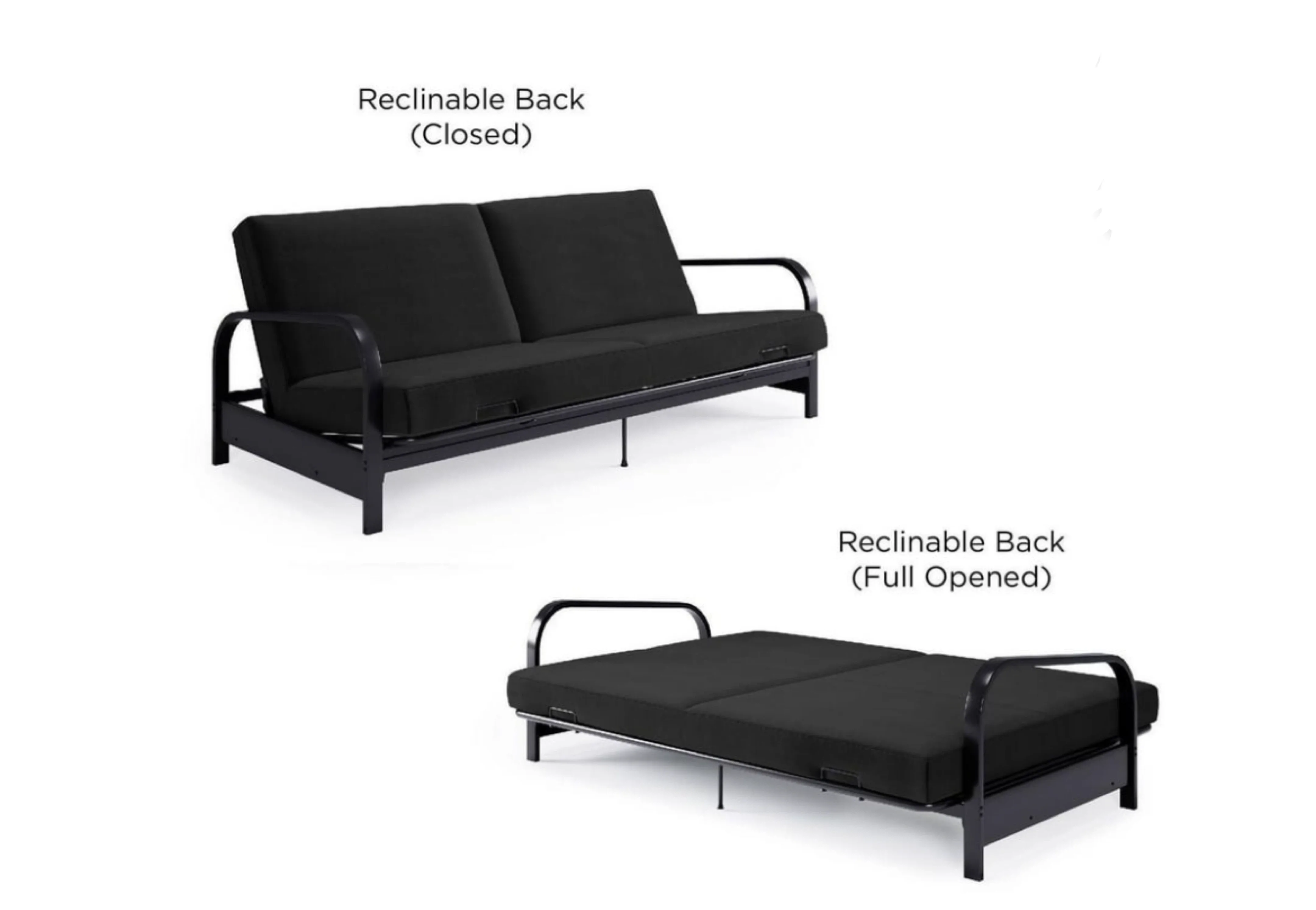 Black Futon - Reclinable Sofa Bed image indicator(4)