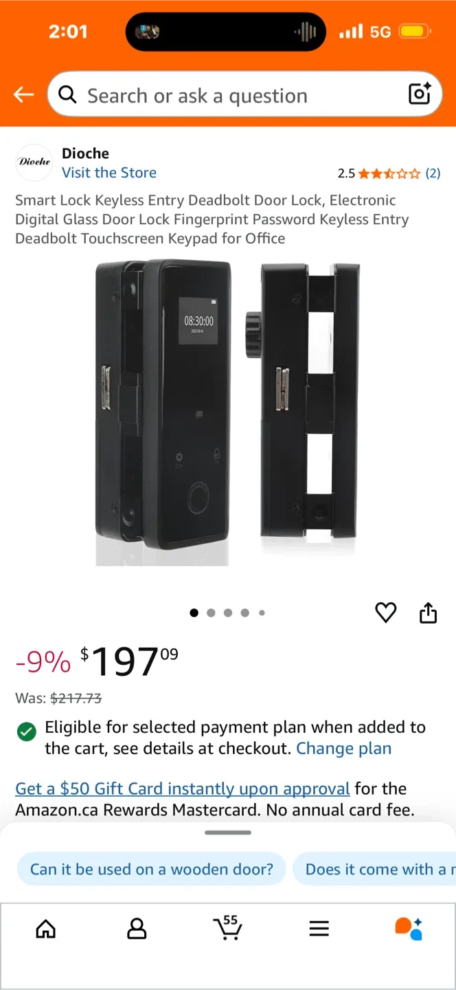 Dioche Smart Lock Keyless Entry Door Lock image indicator(2)