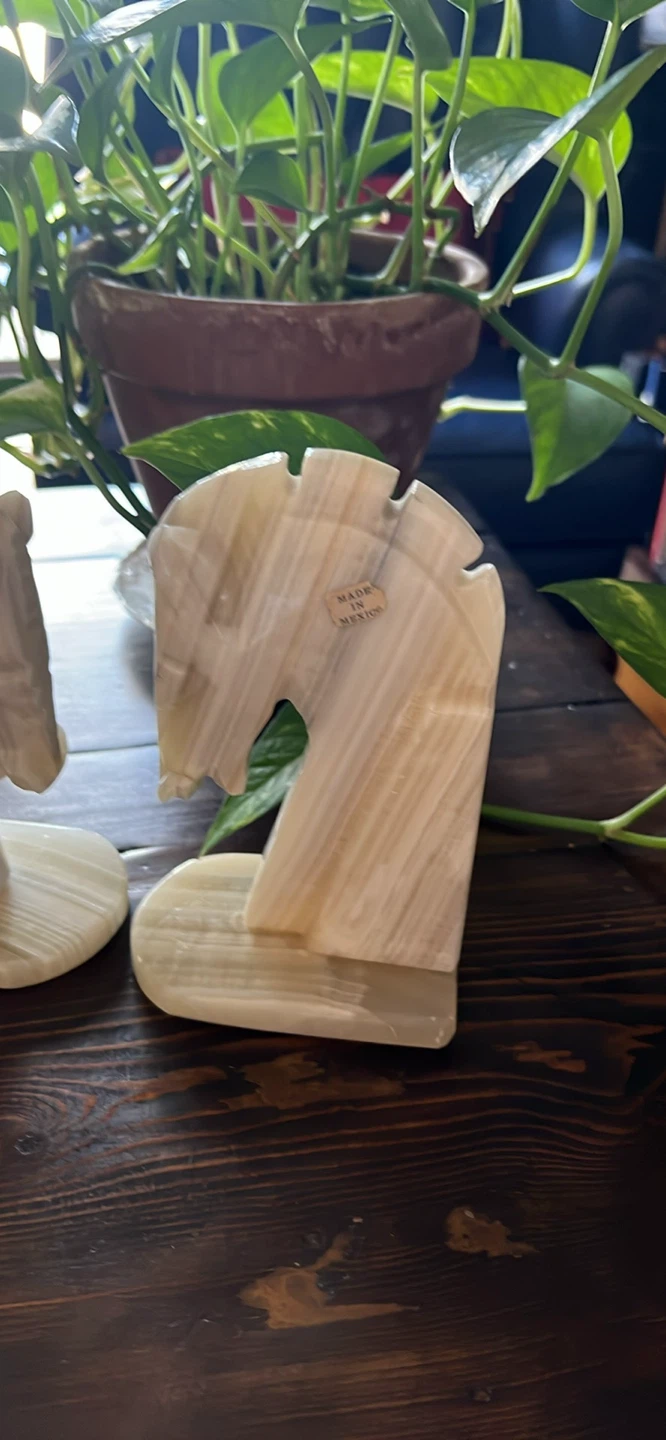 Vintage Onyx Horse Head Bookends - Made in Mexico - photo 2