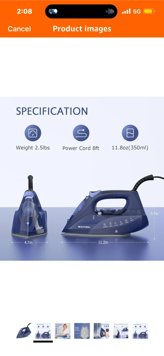 Beautural Professional Steam Iron - Like New!