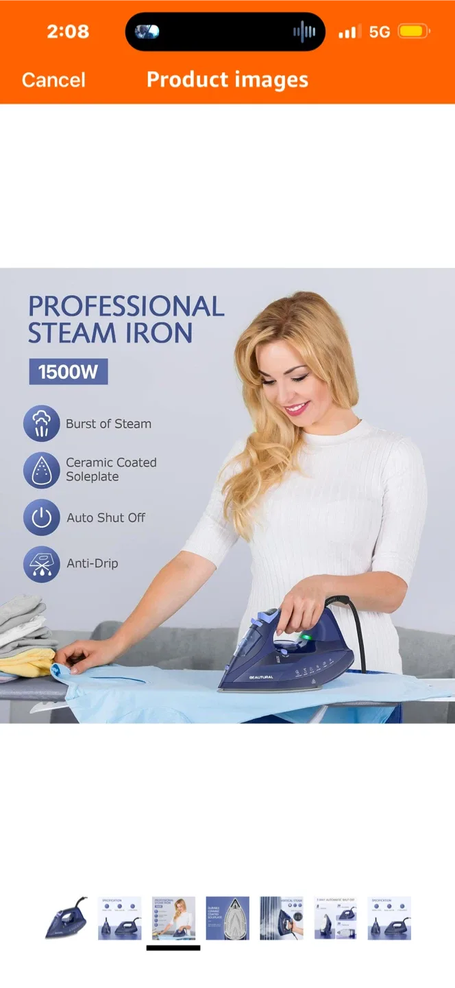 Beautural Professional Steam Iron - Like New! image indicator(5)