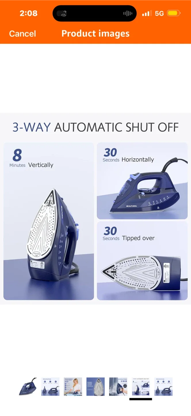 Beautural Professional Steam Iron - Like New! image indicator(4)