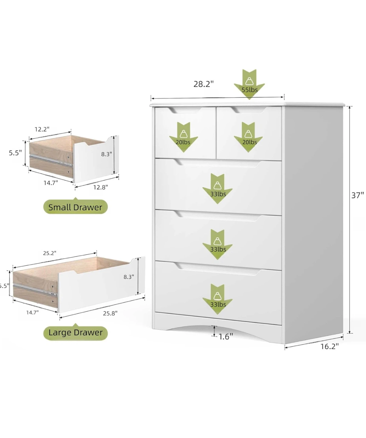 White 5 Drawer Dresser - New in Box! - photo 2