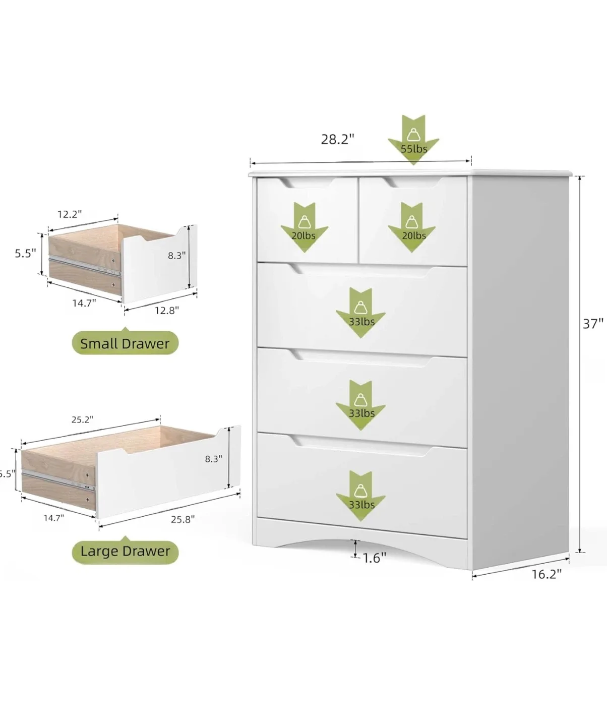 White 5 Drawer Dresser - New in Box! image indicator(2)