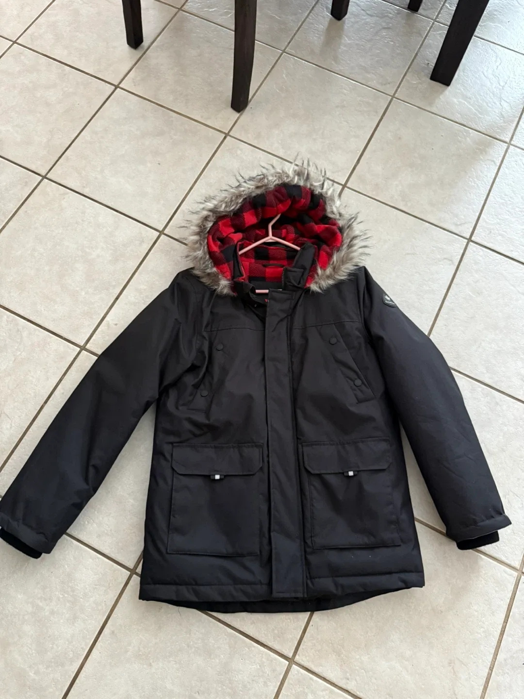 Canadiana Black Winter Jacket - Size boy Youth XL