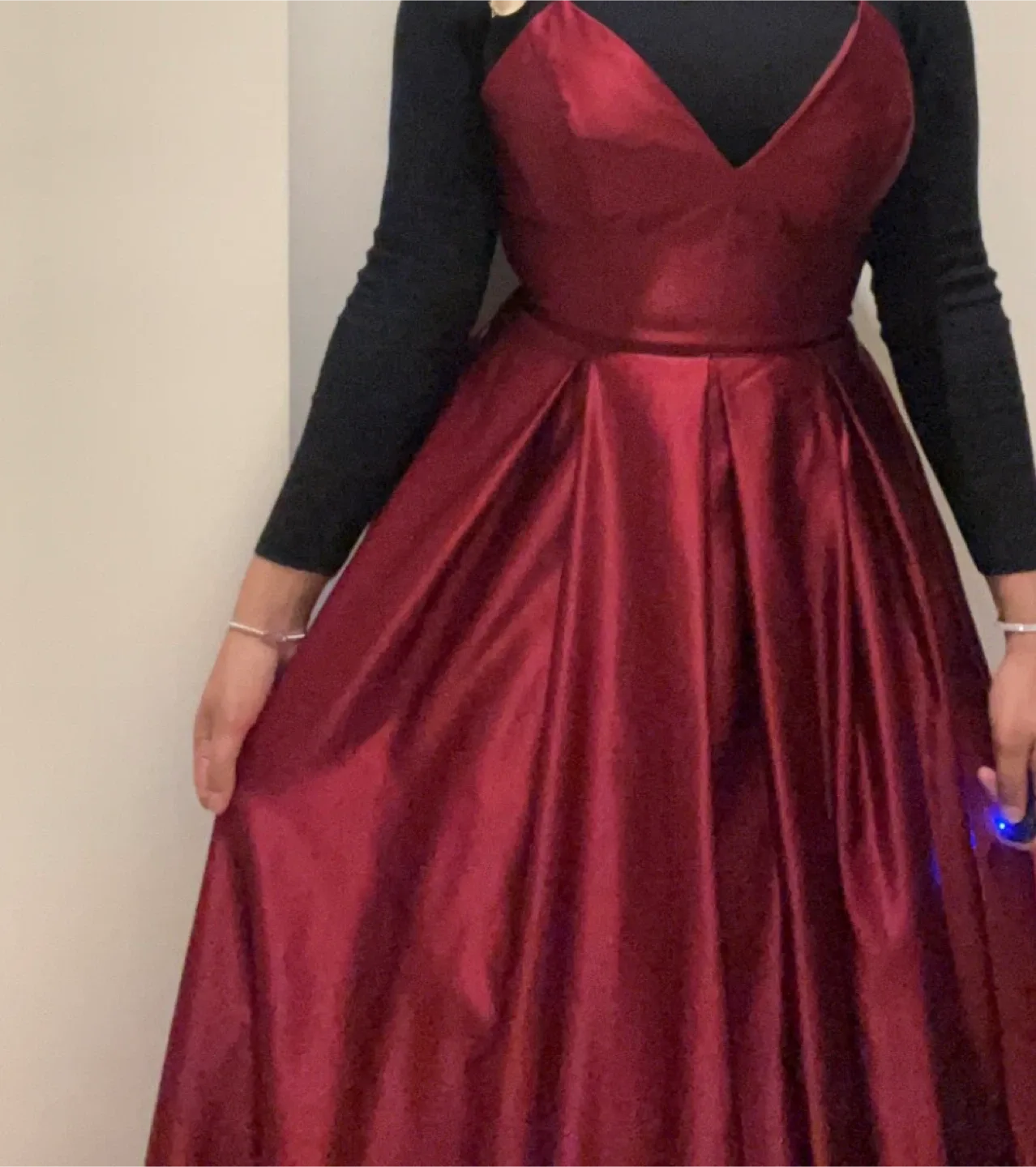 Ruby Red Satin Fit & Flare Ball Gown - Large