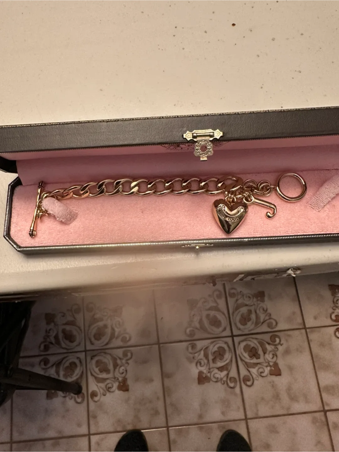 Juicy Couture Gold Heart Charm Bracelet with Box