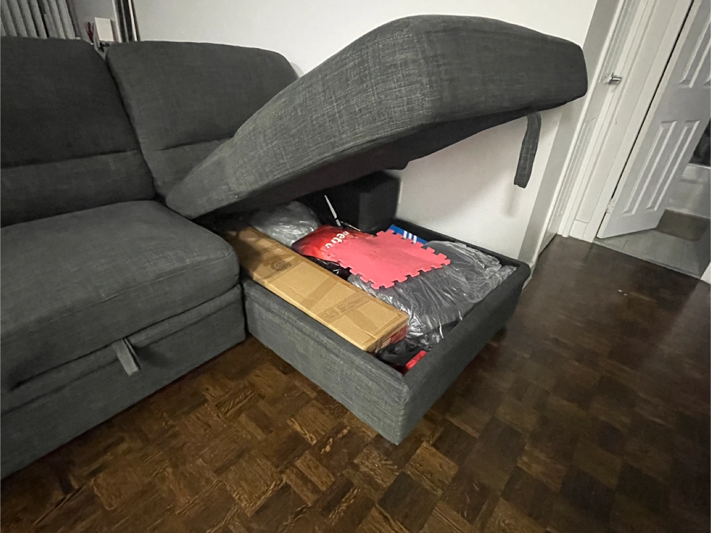 Grey Sectional Sofa with Storage - photo 2