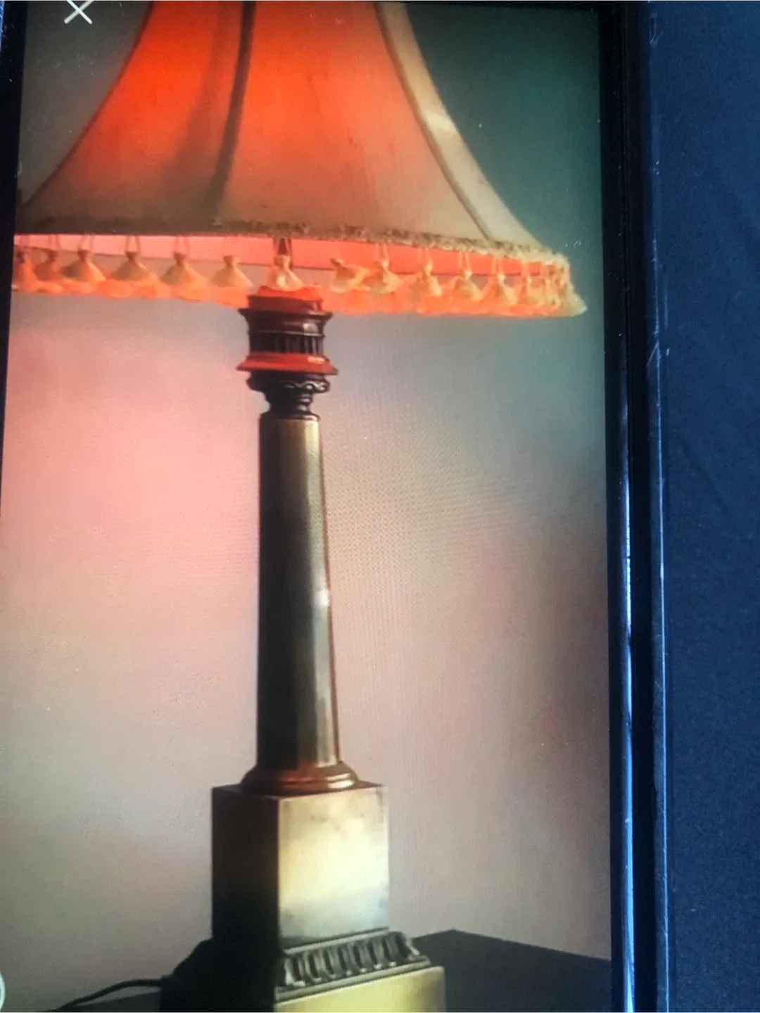 Vintage Table Lamp with Tassel Shade