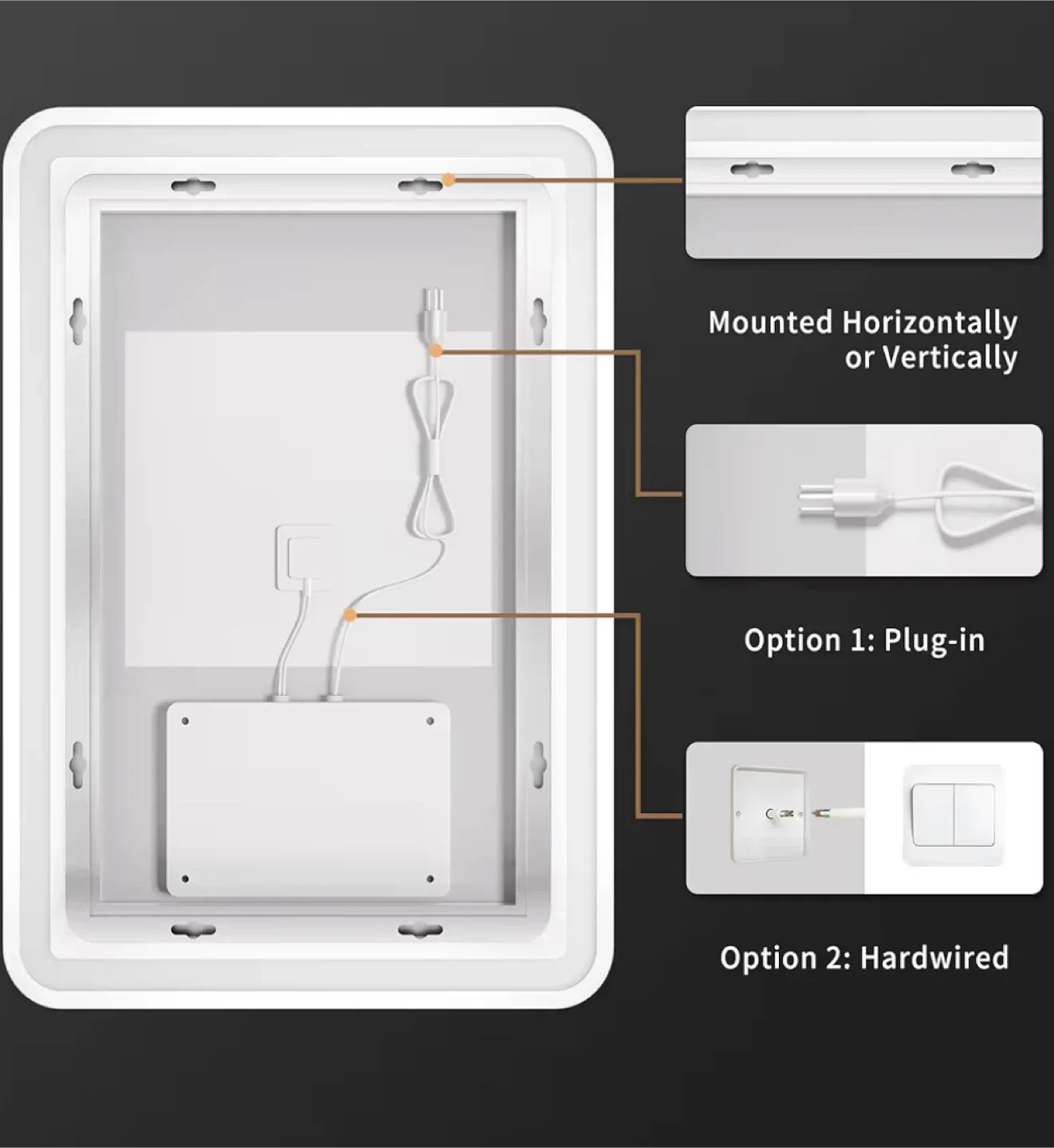 LED Lighted Bathroom Vanity Mirror - 24x16 inch image indicator(6)