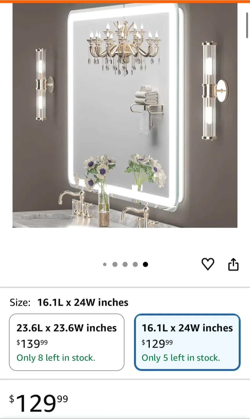 LED Lighted Bathroom Vanity Mirror - 24x16 inch image indicator(7)