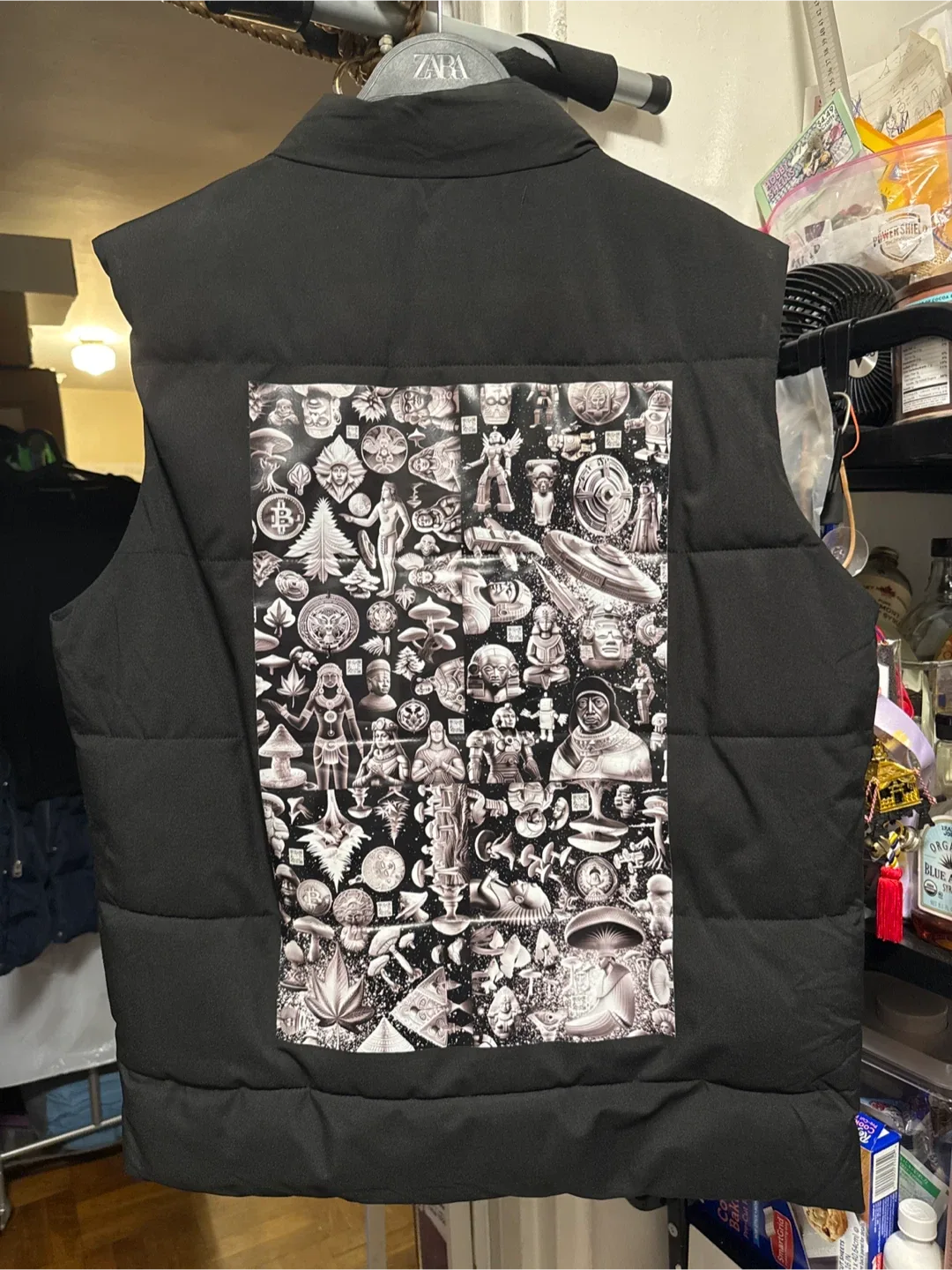 Black Puffer Vest with Custom Patches image indicator(2)