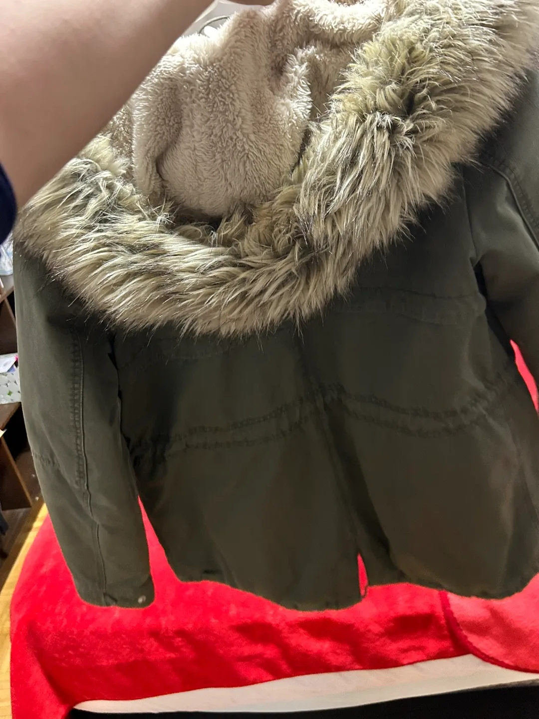 H&M Olive Green Winter Parka, Size 10 image indicator(4)