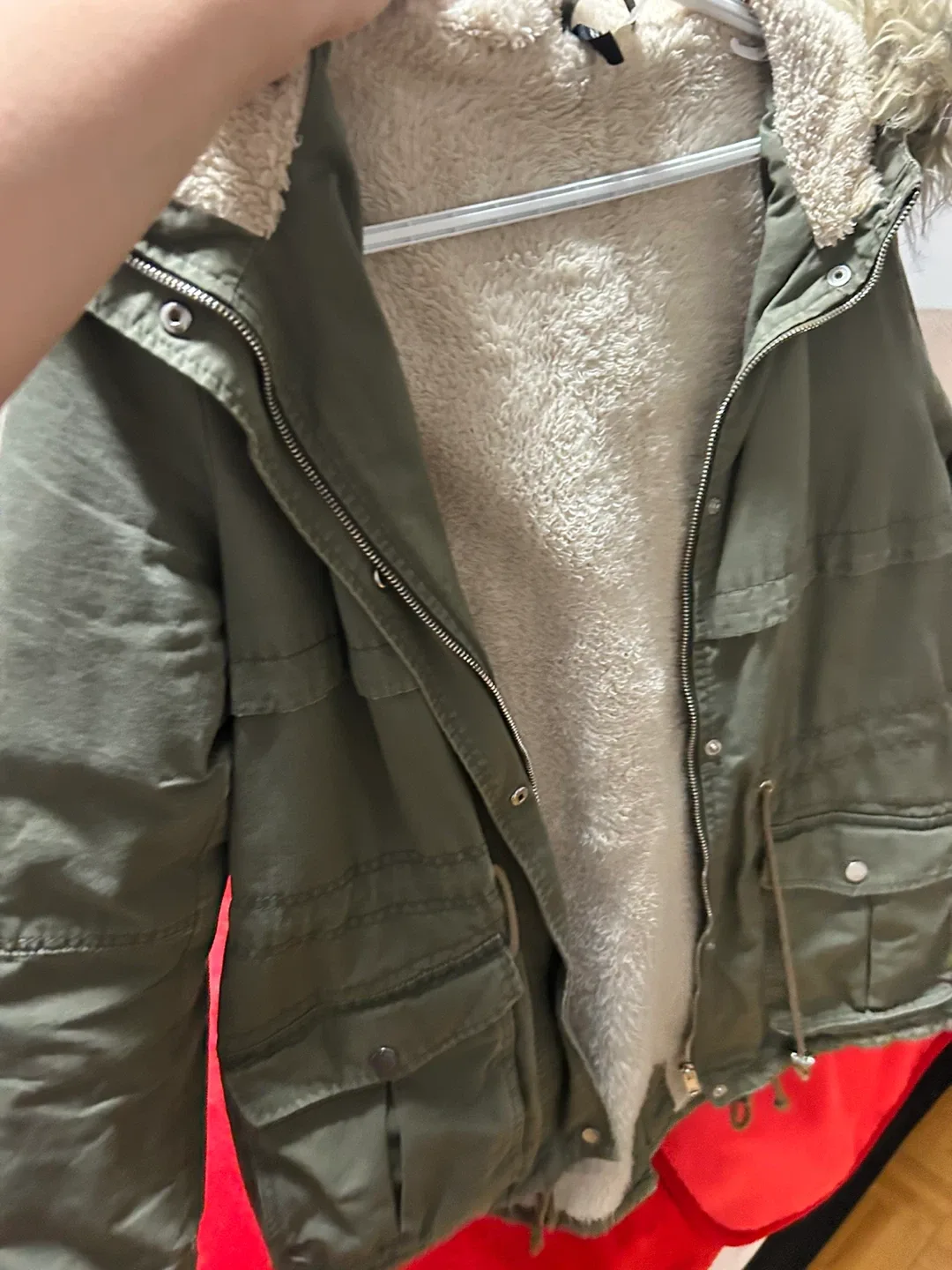 H&M Olive Green Winter Parka, Size 10 image indicator(3)