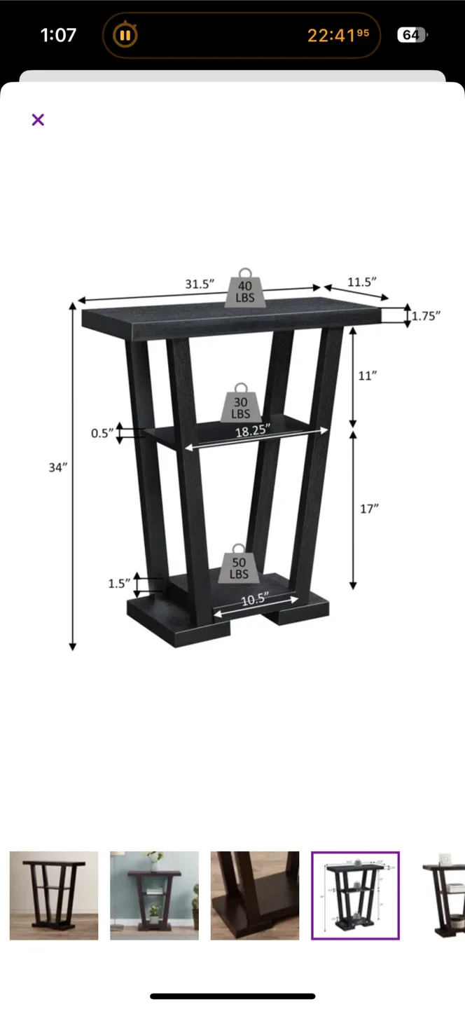 Rich espresso Console Table with Shelf image indicator(2)