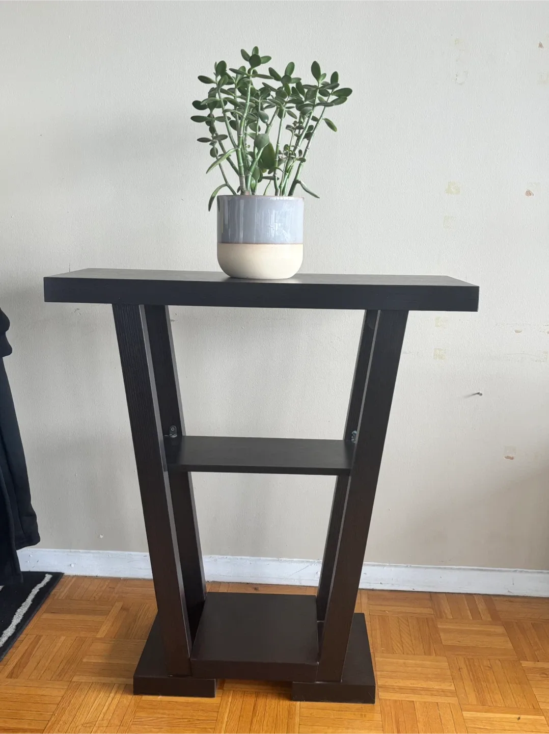 Rich espresso Console Table with Shelf