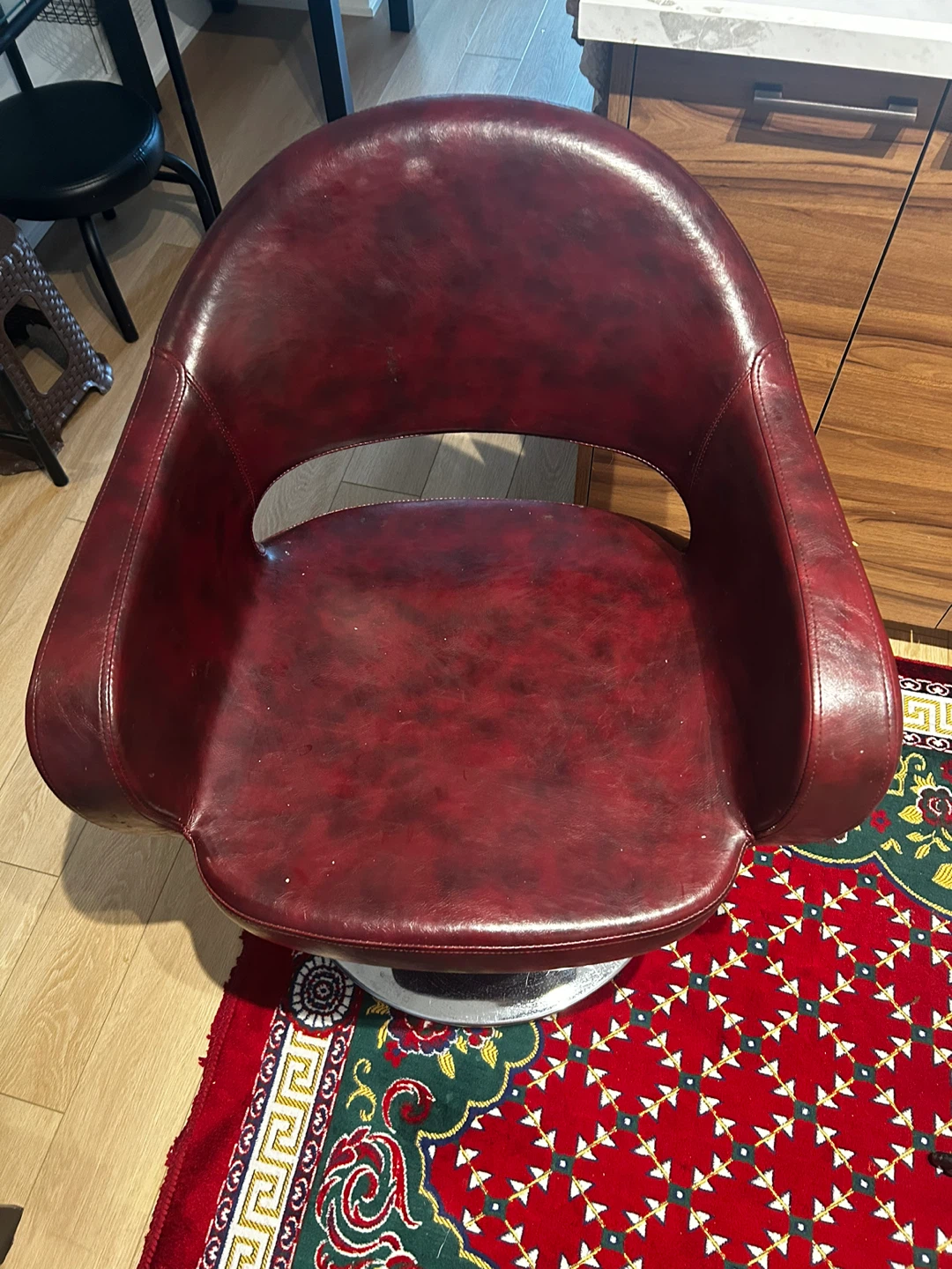 Burgundy barber/ hairdresser Chair
