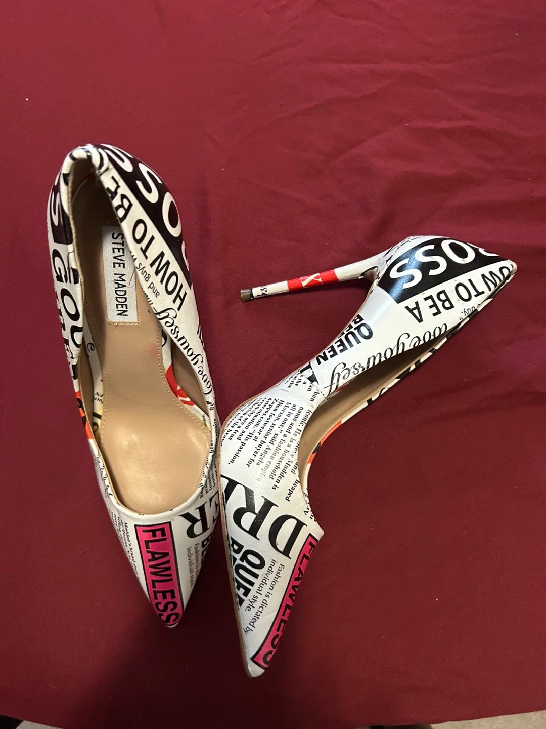 Steve Madden Newspaper Print Heels