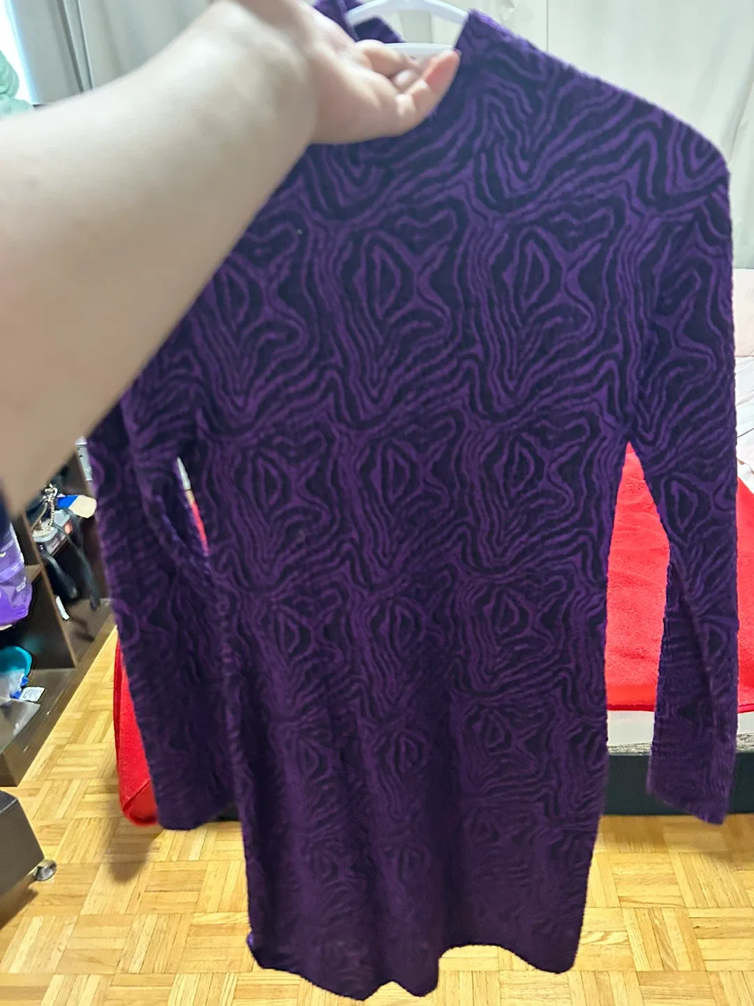 Zara Purple Patterned Dress - Size M image indicator(2)