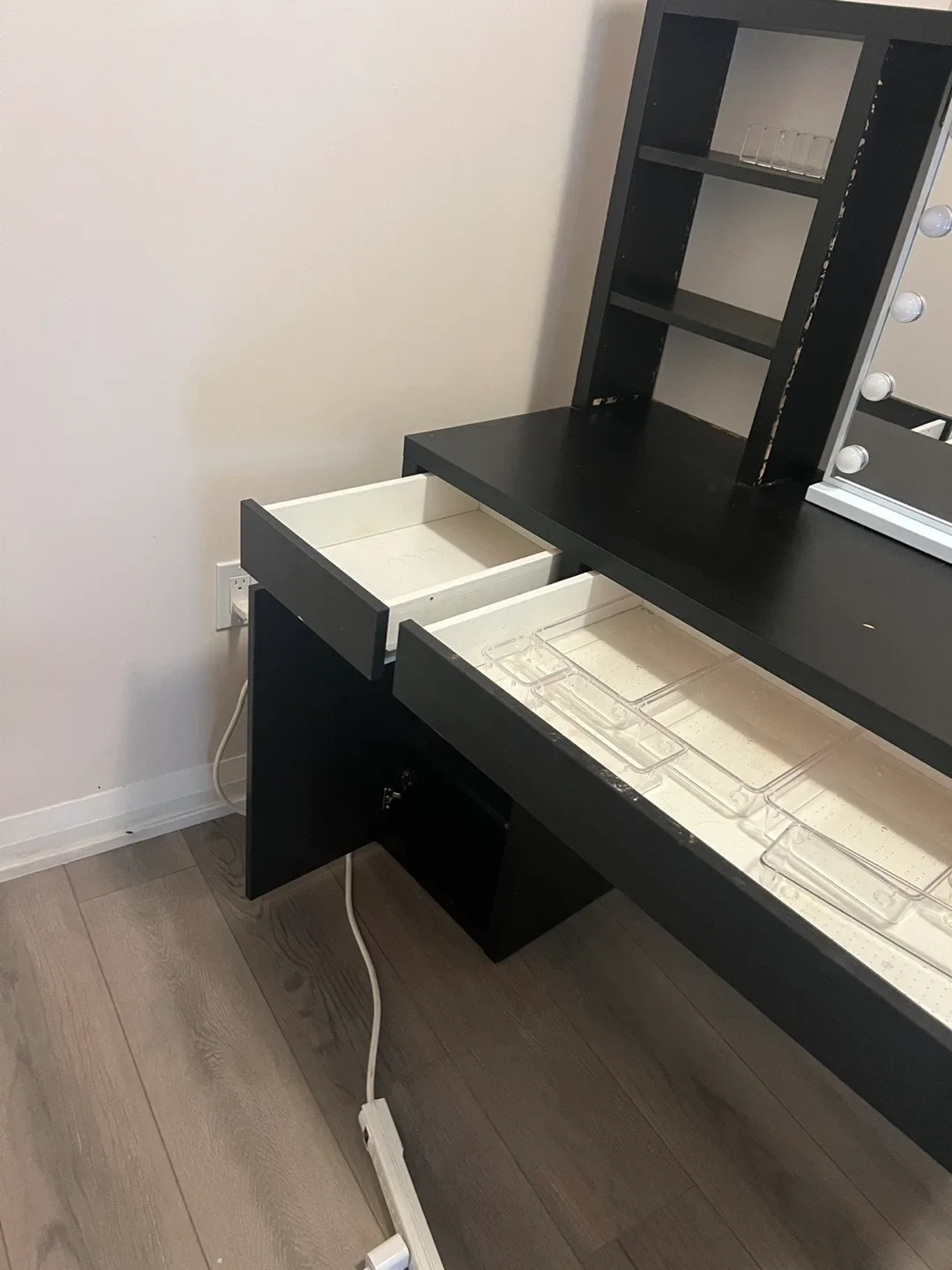 Black Vanity Desk with Shelves image indicator(4)