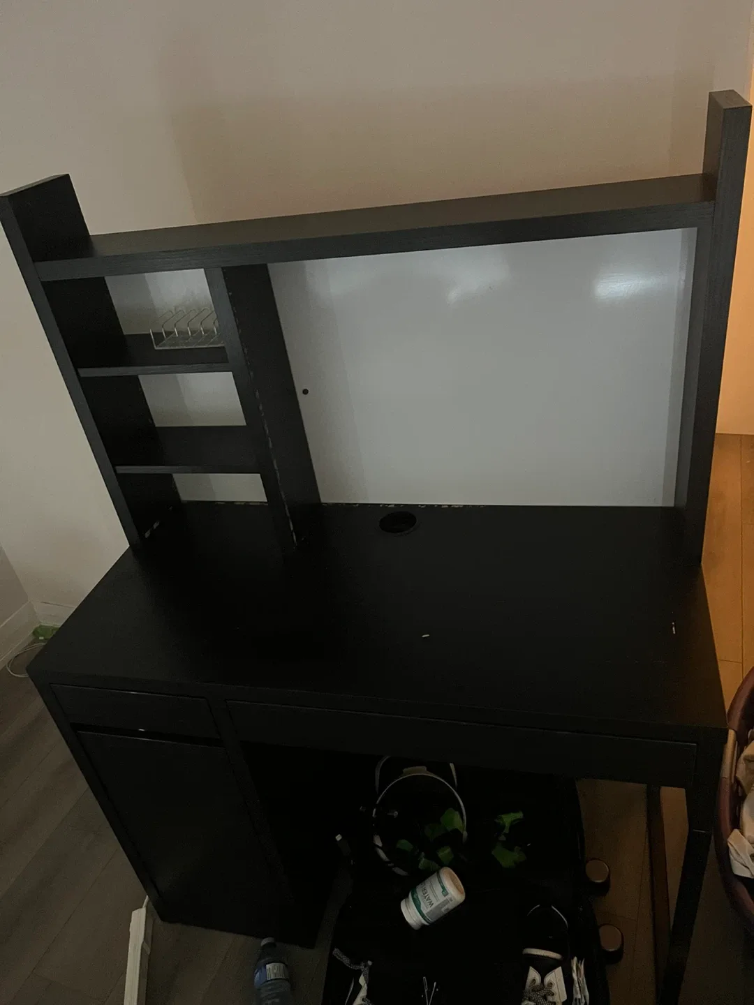 Black Vanity Desk with Shelves