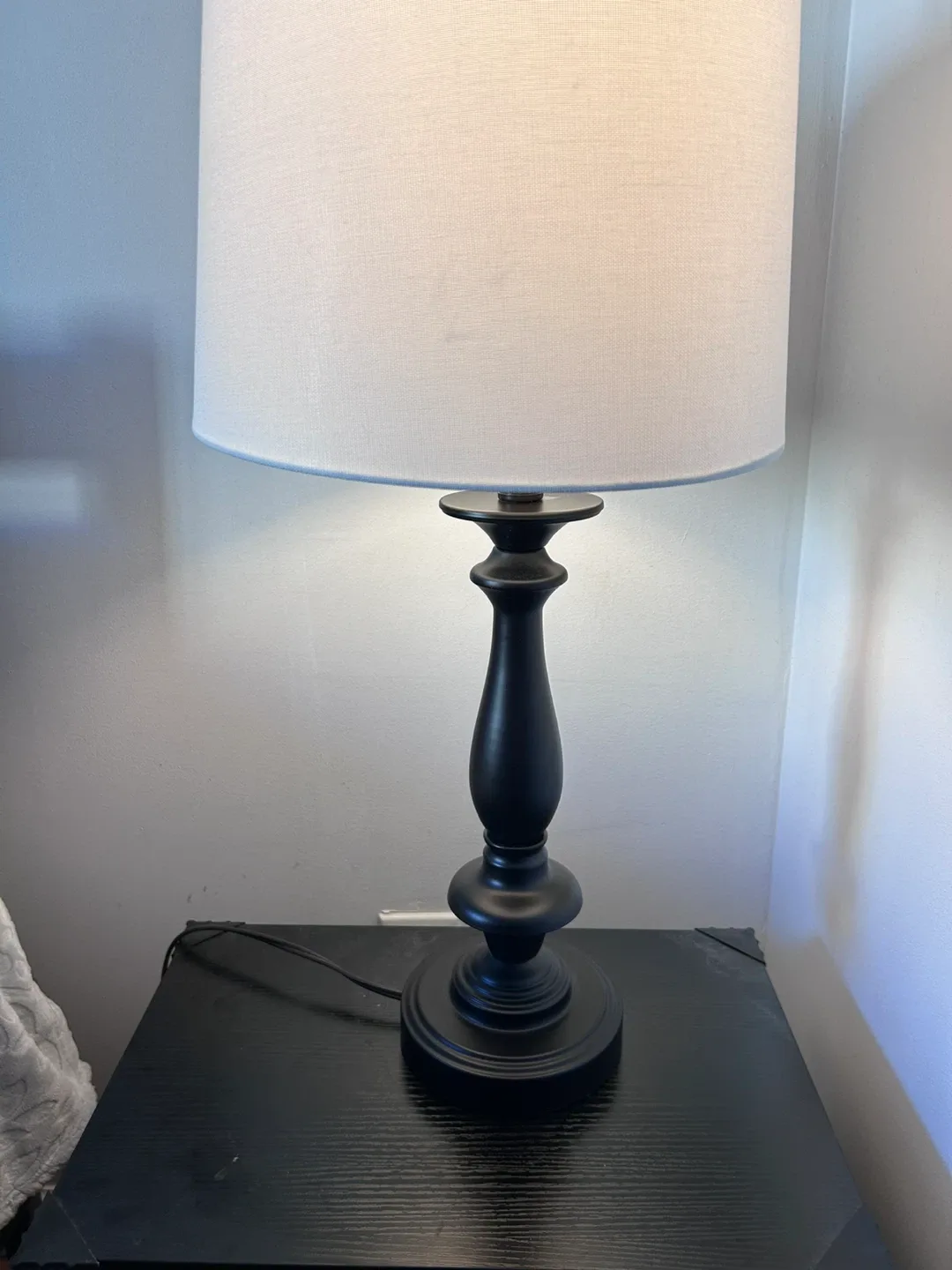 Black Table Lamp with White Shade