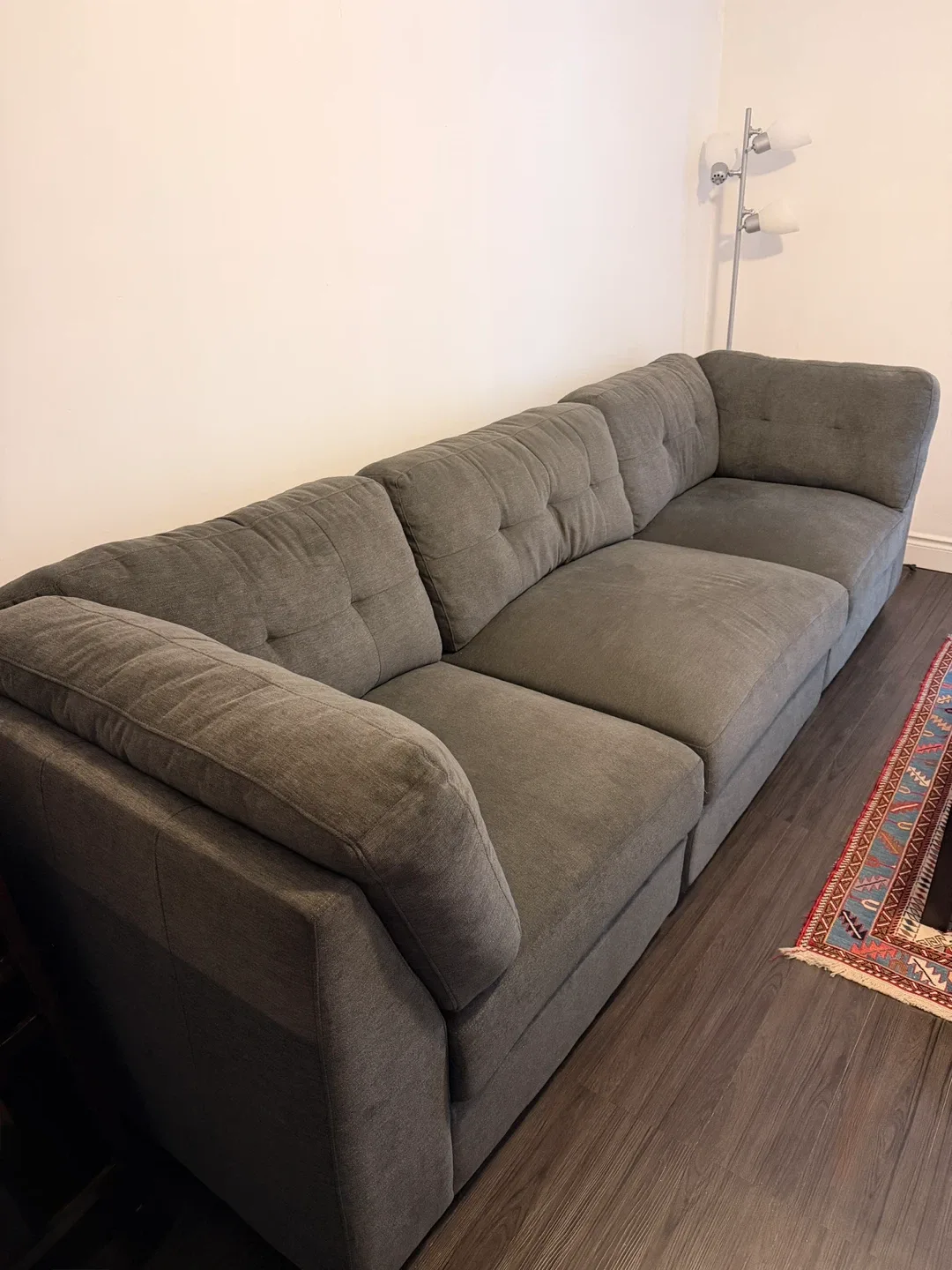 Grey Modular Sectional Sofa with Ottoman