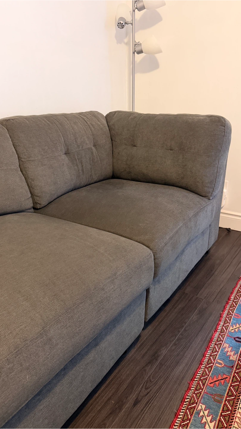 Grey Modular Sectional Sofa with Ottoman - photo 5