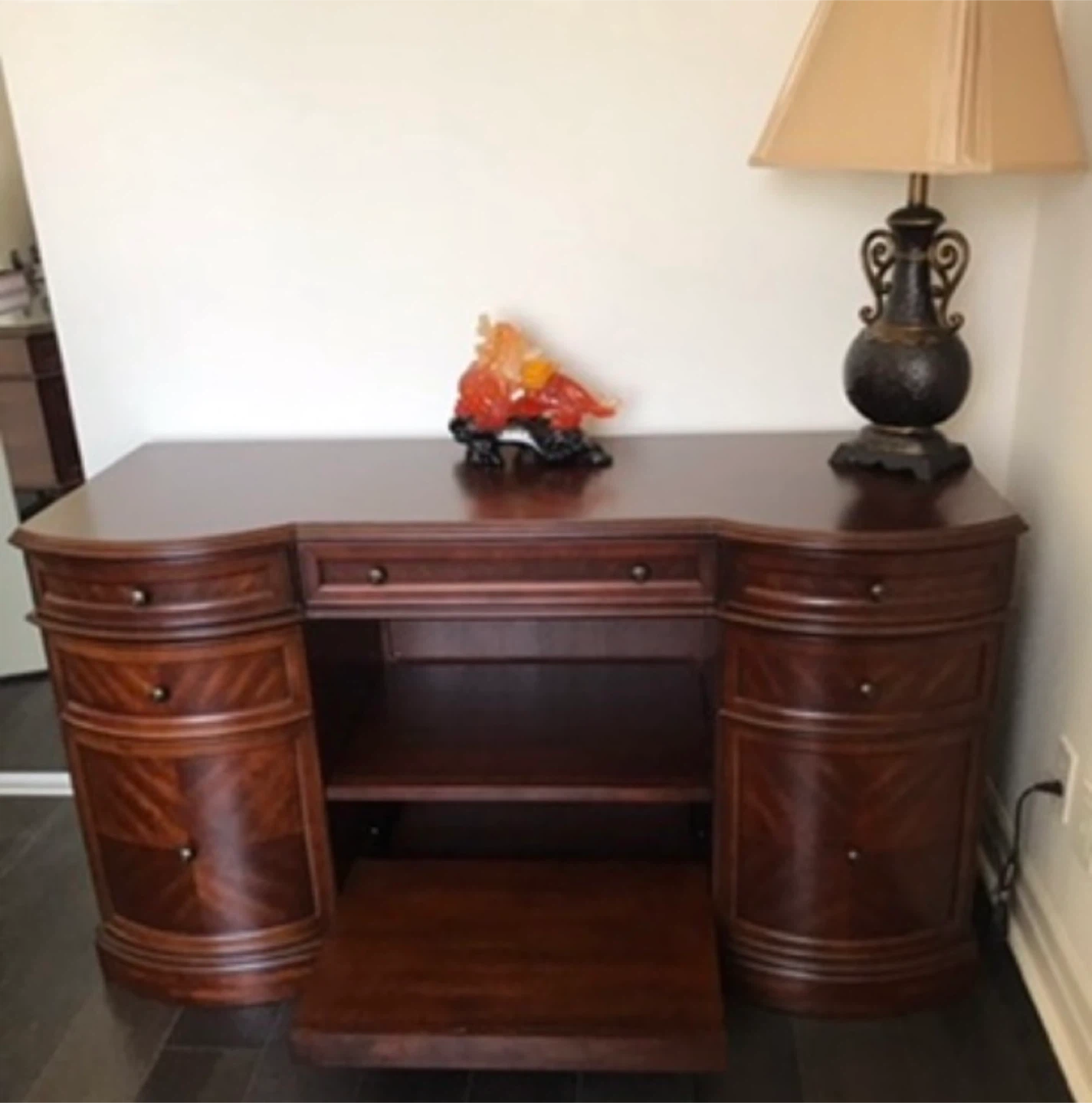 Wooden Computer Desk with Storage - photo 5