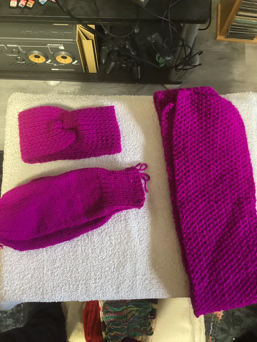 Handmade Knitted Set - Headband, Scarf & Mittens