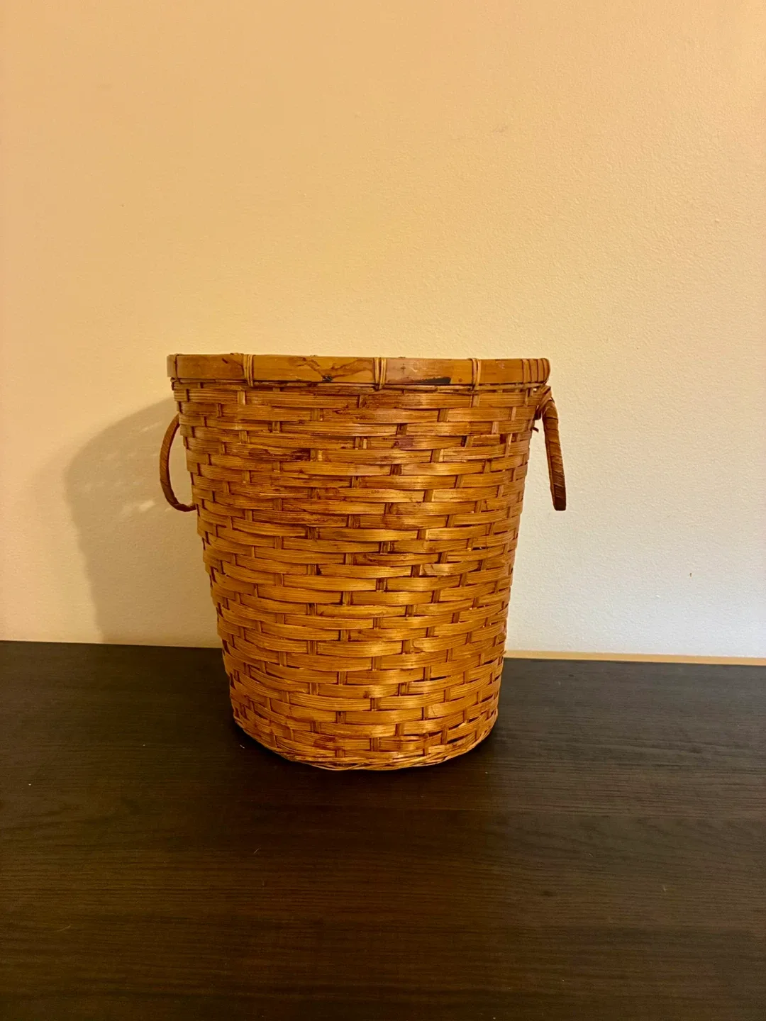 Wicker Woven Waste Basket with Handles