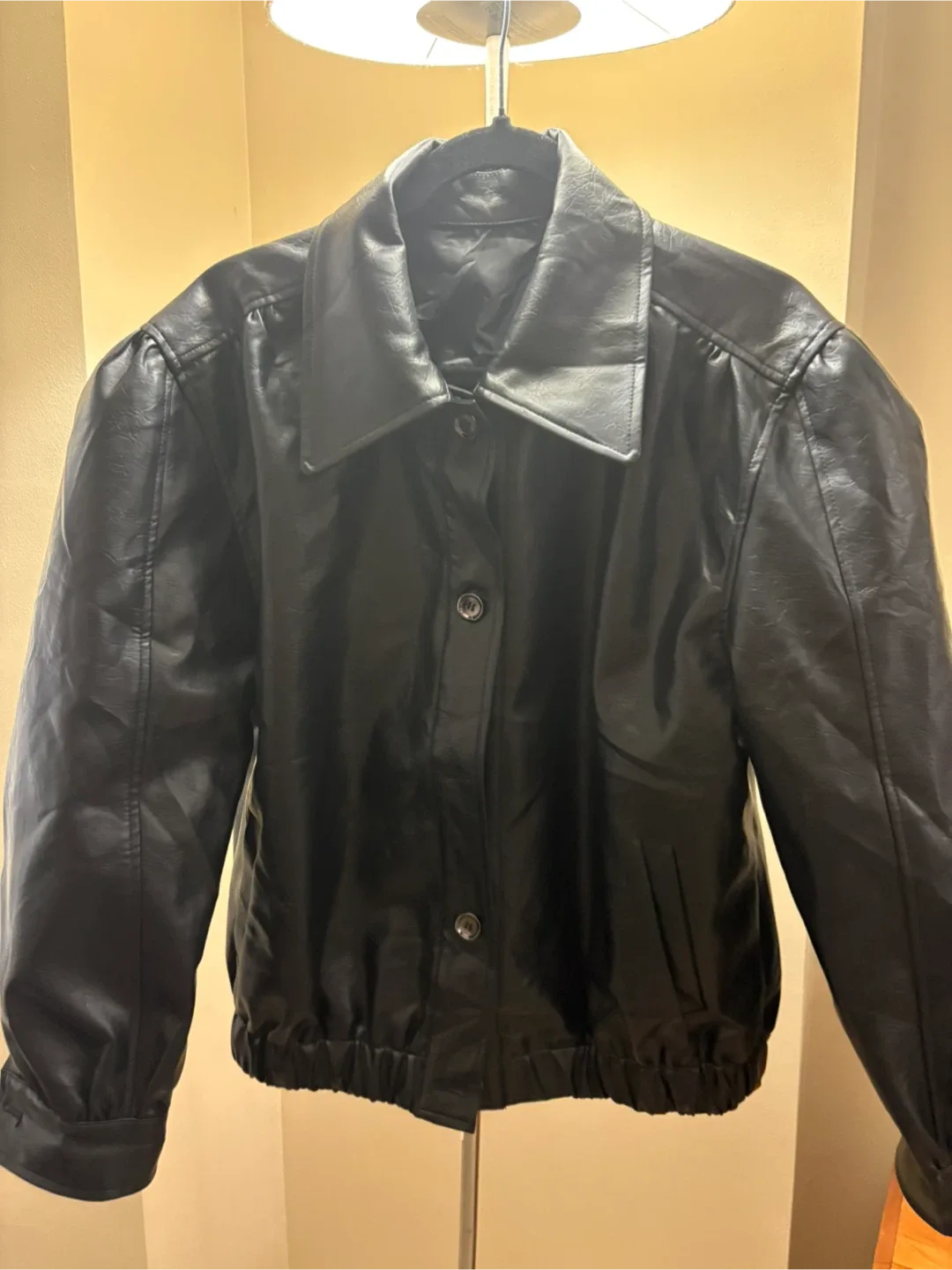 Black PU Leather Fashion Coat