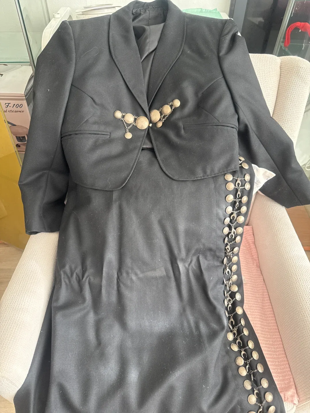 Black Suit Set with Silver Embellishments