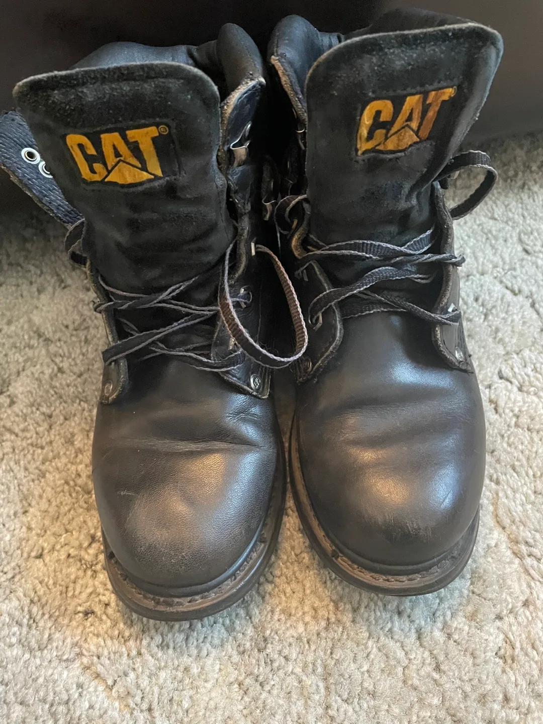 CAT Black Leather  Boots size 7