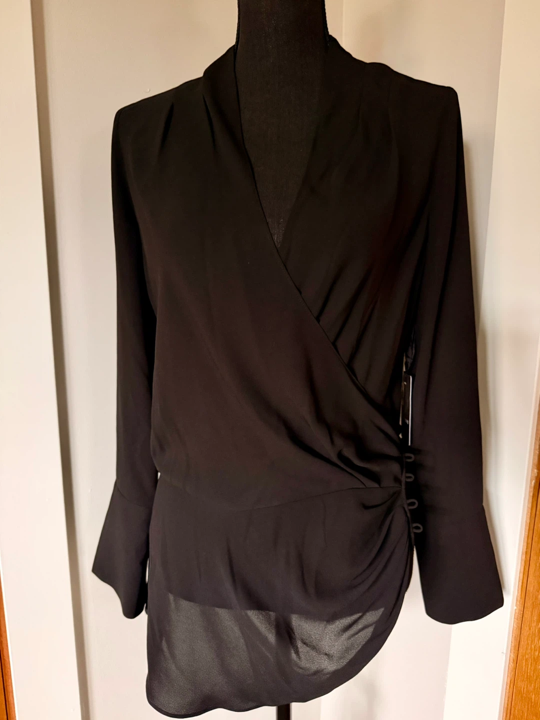 *NWT* Trouvé Elegant Black Wrap Top